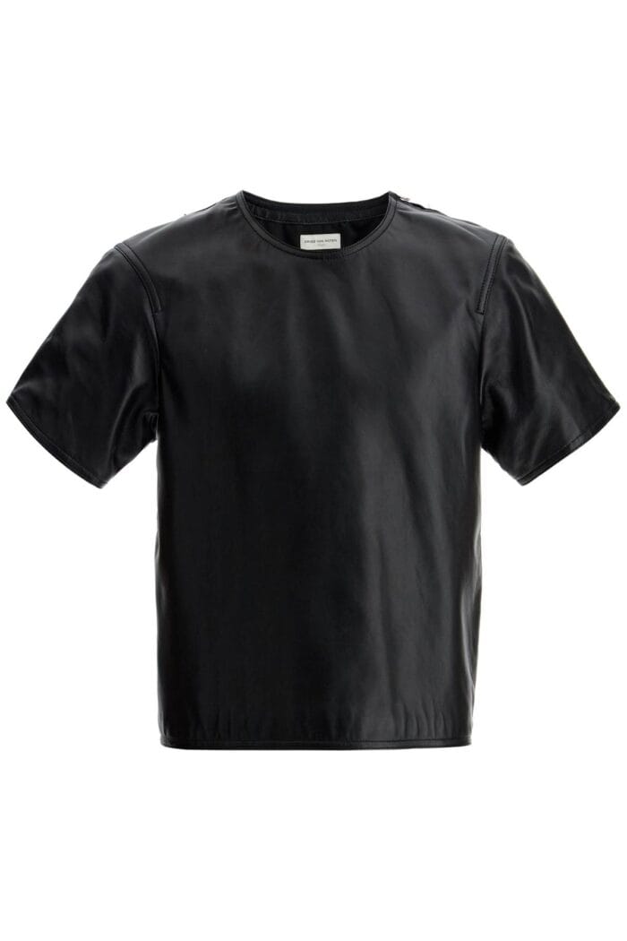 DRIES VAN NOTEN Leather T-shirt With Side Zipper