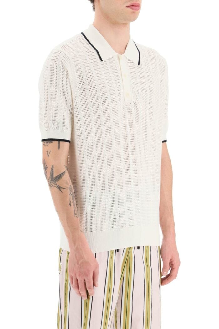 Dries Van Noten Openwork Knit Polo Shirt