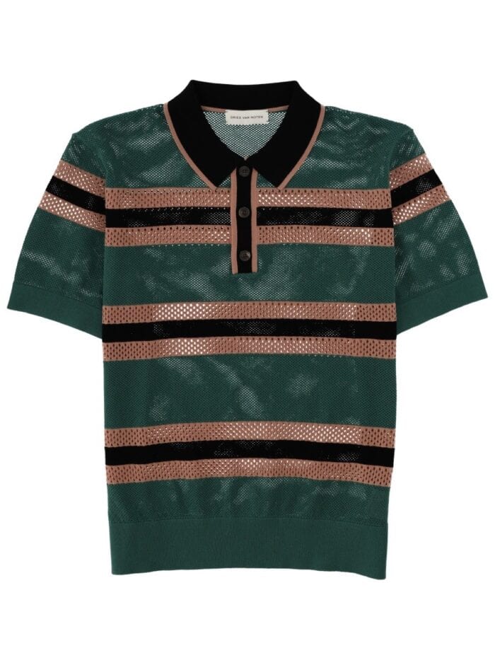 Dries Van Noten PERFORATED "MERCY STRIPE" POLO SHIRT