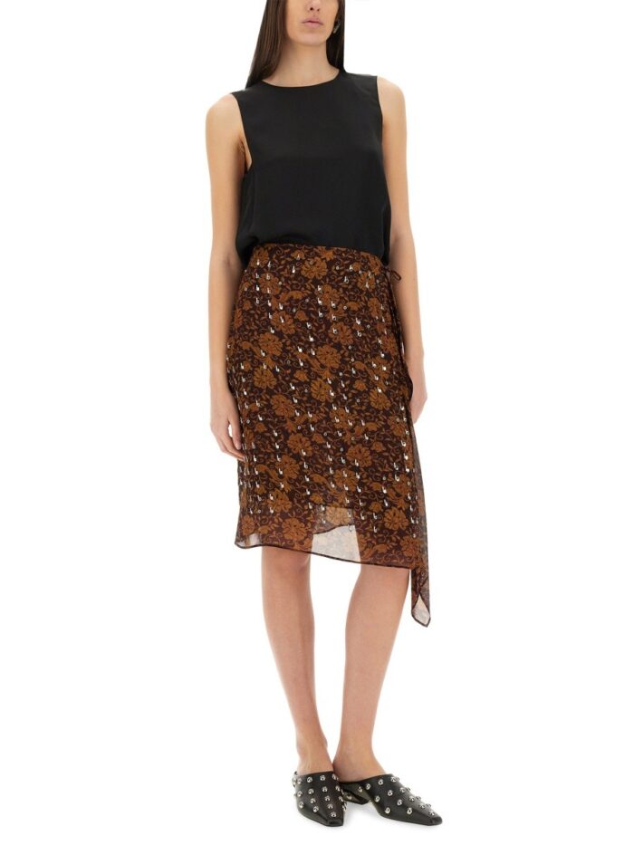 Dries Van Noten SKIRT WITH PRINT AND APPLIQUÉ