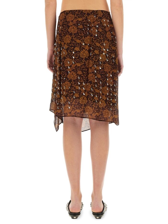 Dries Van Noten SKIRT WITH PRINT AND APPLIQUÉ