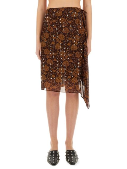 Dries Van Noten SKIRT WITH PRINT AND APPLIQUÉ