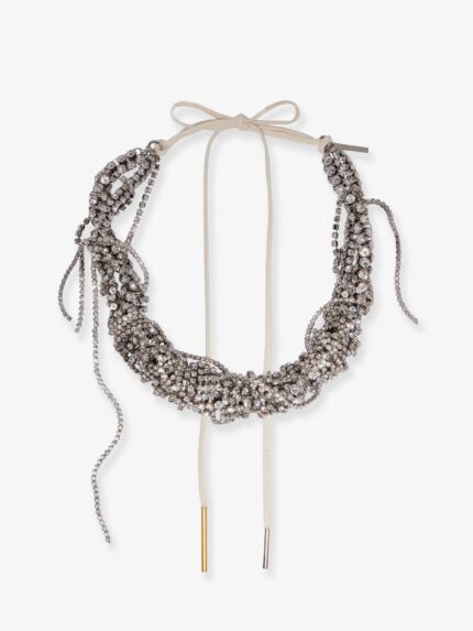 Dries Van Noten W261 Brass Necklace With Rhinestone Detail