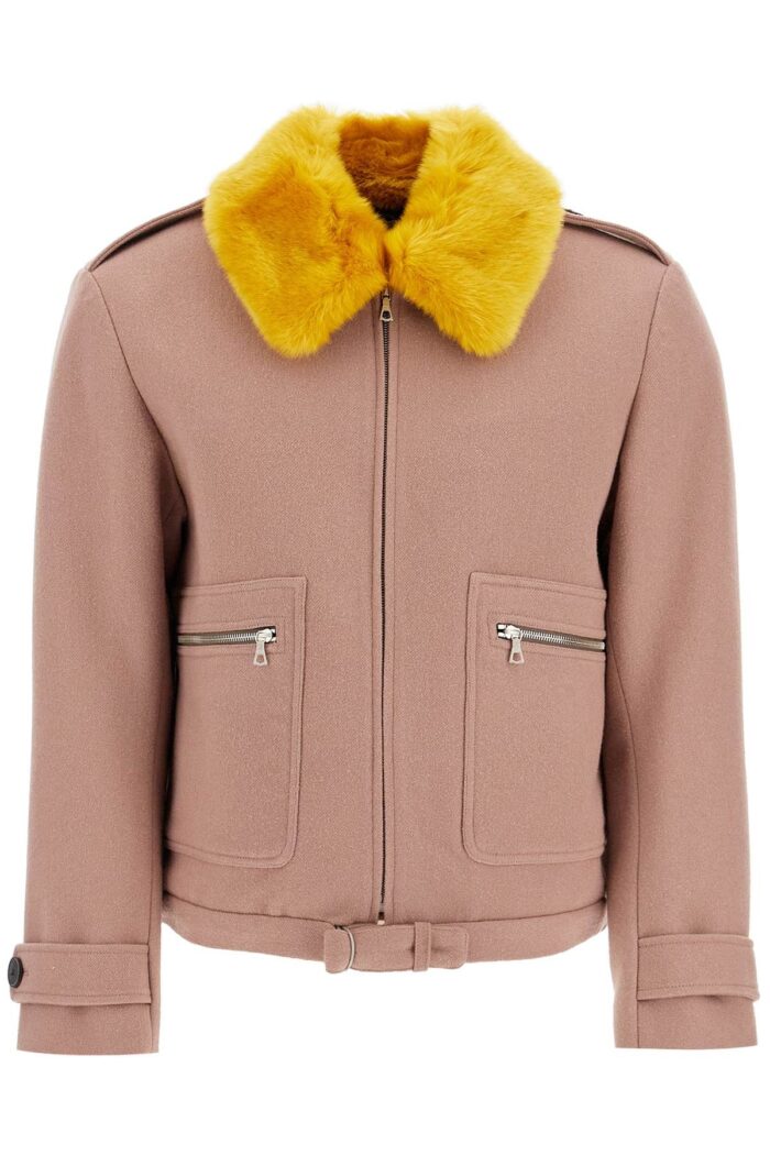 DRIES VAN NOTEN Wool Blouson With Faux Fur Collar