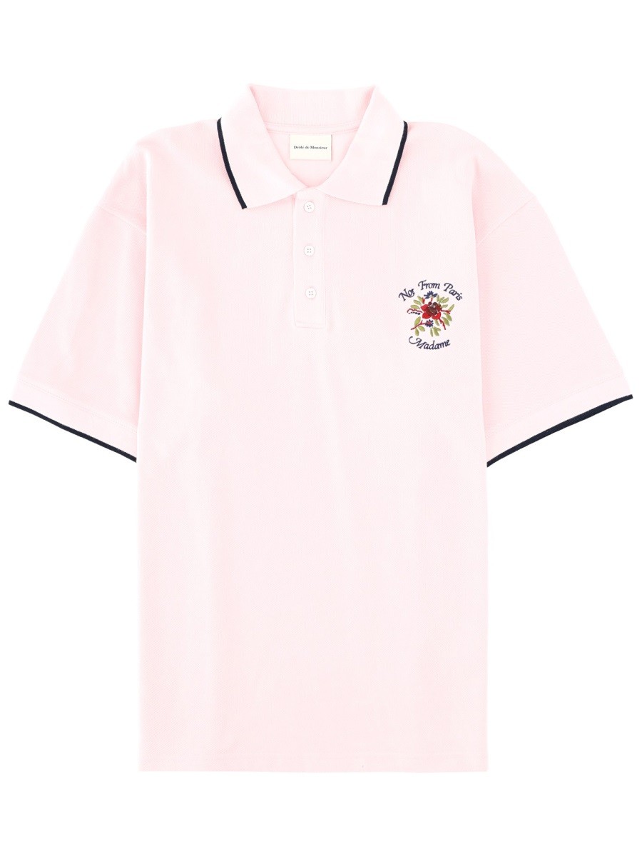 Drole De Monsieur "SLOGAN ROSE" POLO SHIRT