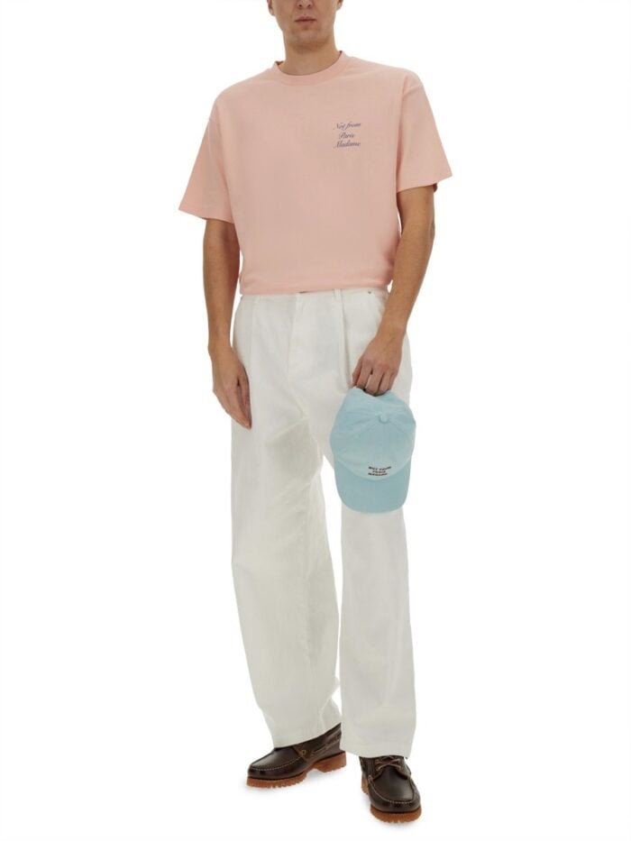 Drole De Monsieur T-SHIRT WITH ITALICIZED SLOGAN