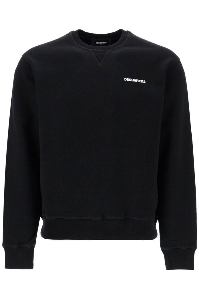 DSQUARED2 Black Cotton Crewneck Sweatshirt With Embroidered Logo