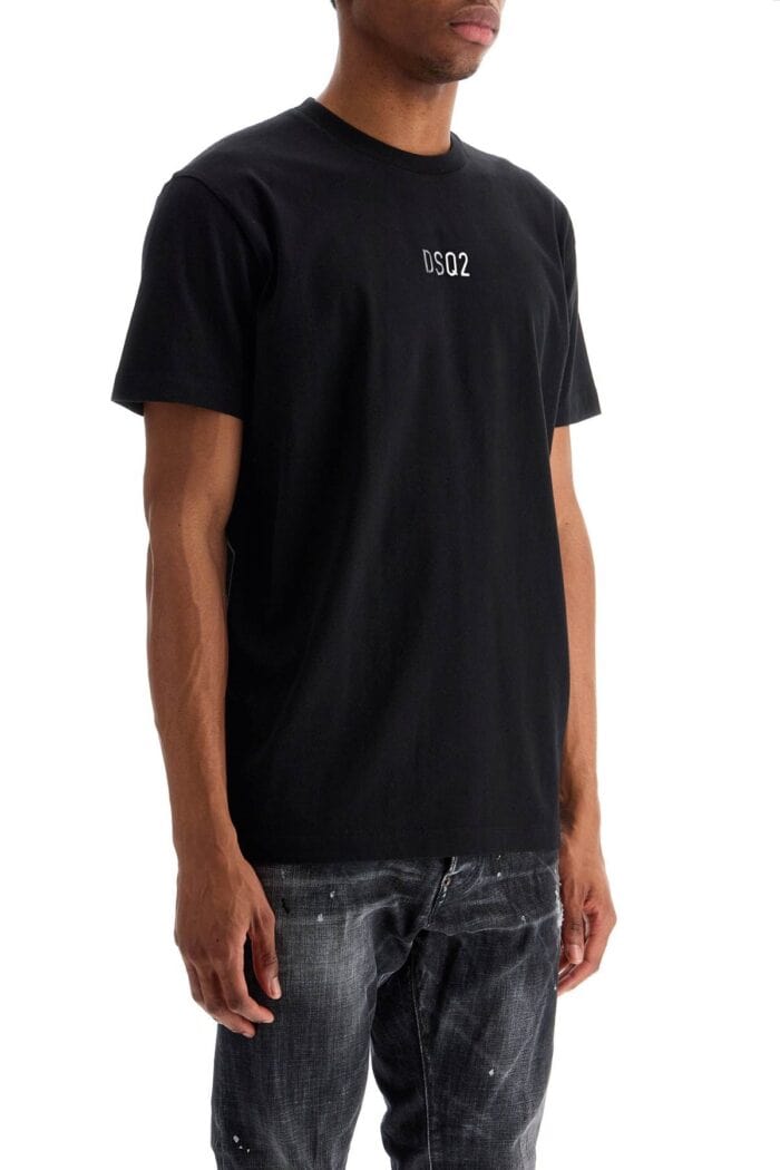 DSQUARED2 Black Cotton T-shirt With Embroidered Logo