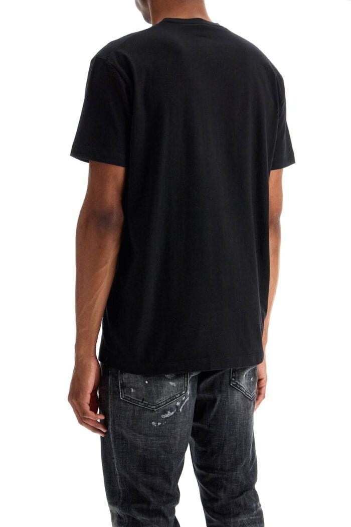 DSQUARED2 Black Cotton T-shirt With Embroidered Logo