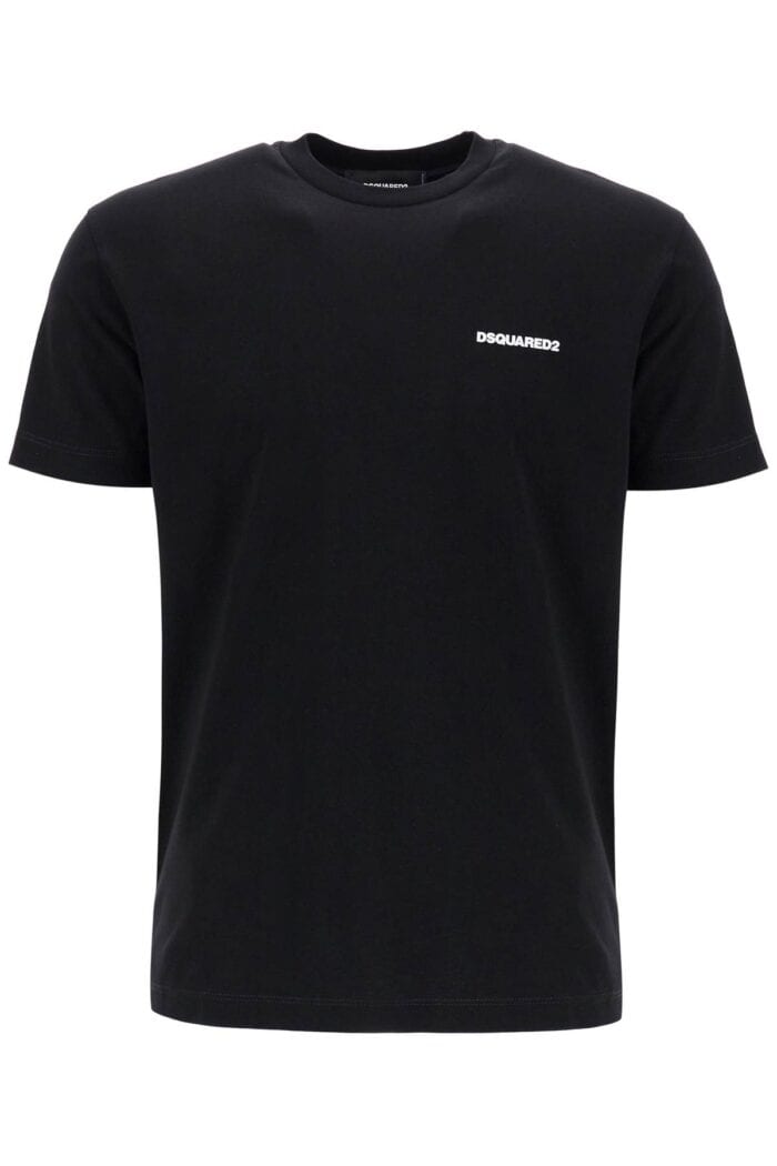 DSQUARED2 Black Cotton T-shirt With Embroidered Logo