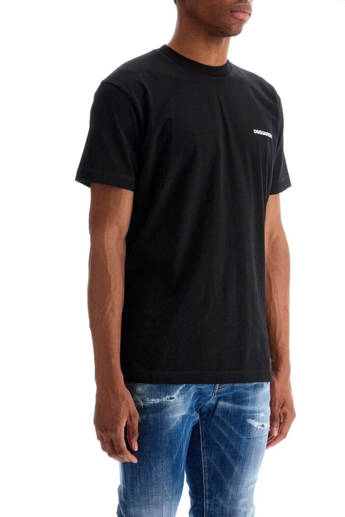 DSQUARED2 Black Cotton T-shirt With Embroidered Logo