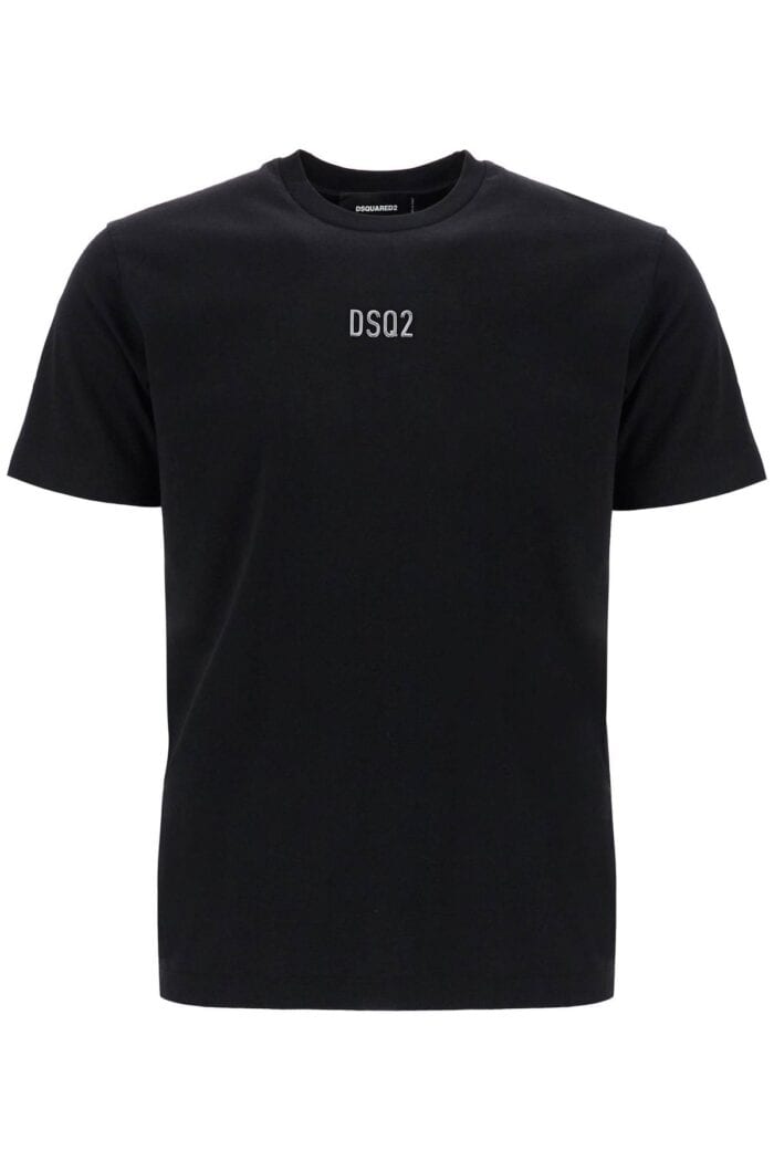 DSQUARED2 Black Cotton T-shirt With Embroidered Logo