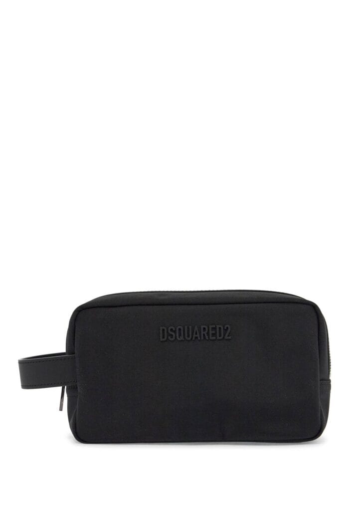 DSQUARED2 Black Rectangular Beauty Case In Polyamide With Side Handle And Zip