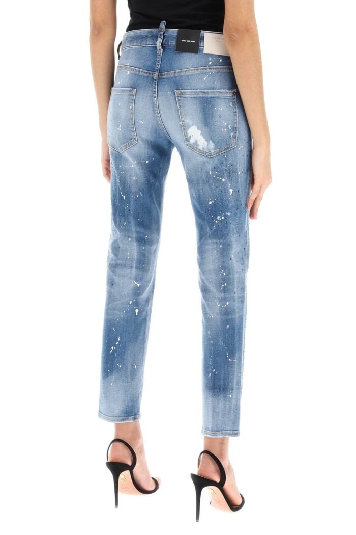 DSQUARED2 Cool Girl Jeans In Medium Ice Spots Wash