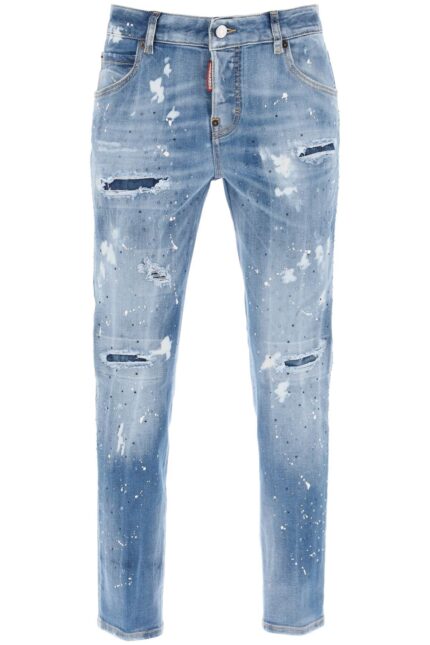 DSQUARED2 Cool Girl Jeans In Medium Ice Spots Wash