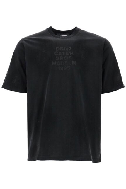 DSQUARED2 Dark Grey Cotton T-shirt With Logo Print