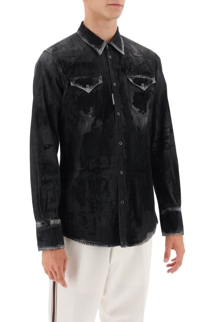 Dsquared2 Flocked Denim Western Shirt