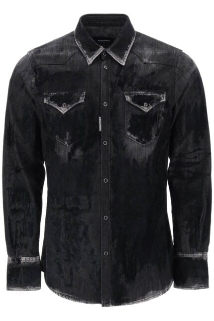 Dsquared2 Flocked Denim Western Shirt