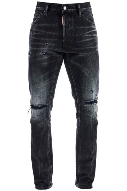 DSQUARED2 Jeans In Cotone Nero Con Effetto Vintage