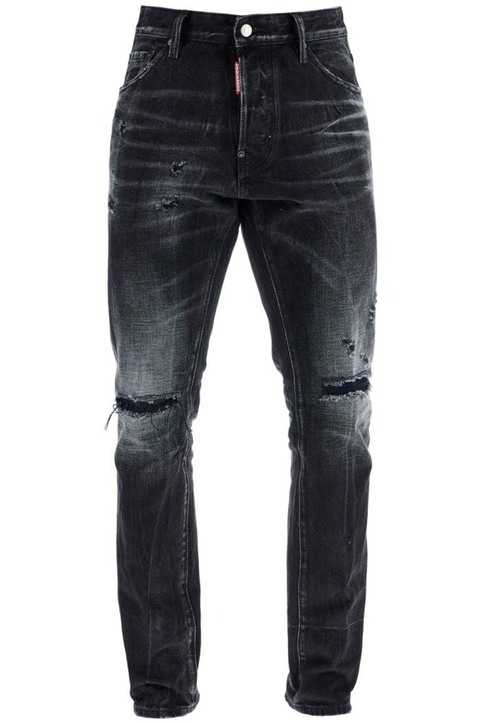 DSQUARED2 Jeans In Cotone Nero Con Effetto Vintage