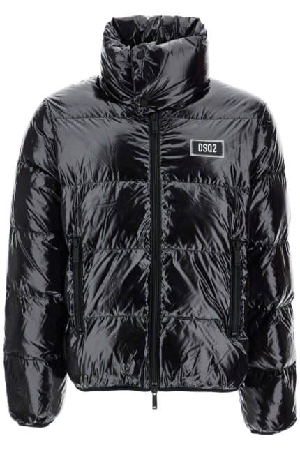 DSQUARED2 Lightweight Black Padded Nylon Jacket With High Collar