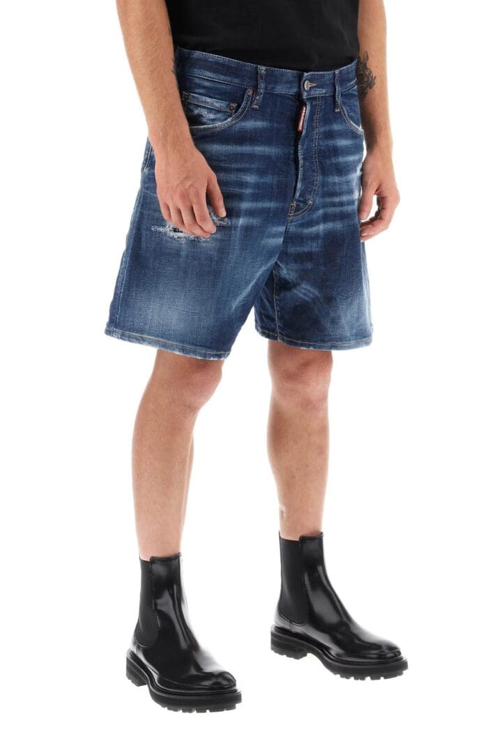 Dsquared2 Loose Shorts In Used Denim