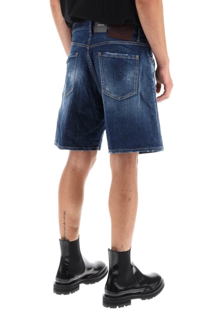 Dsquared2 Loose Shorts In Used Denim