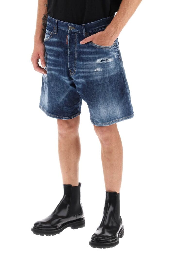 Dsquared2 Loose Shorts In Used Denim