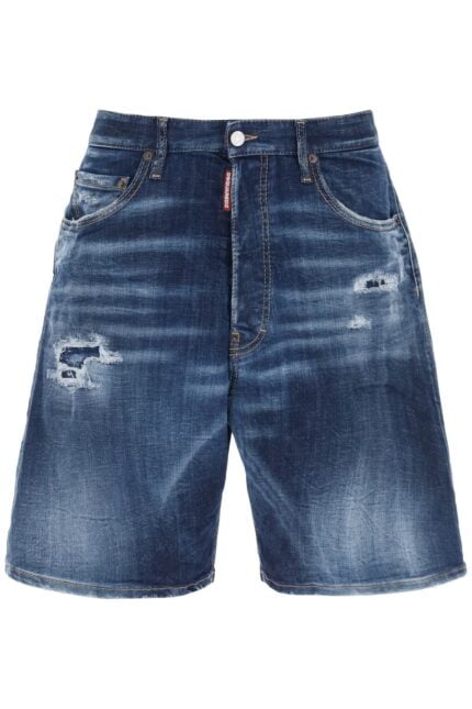 Dsquared2 Loose Shorts In Used Denim