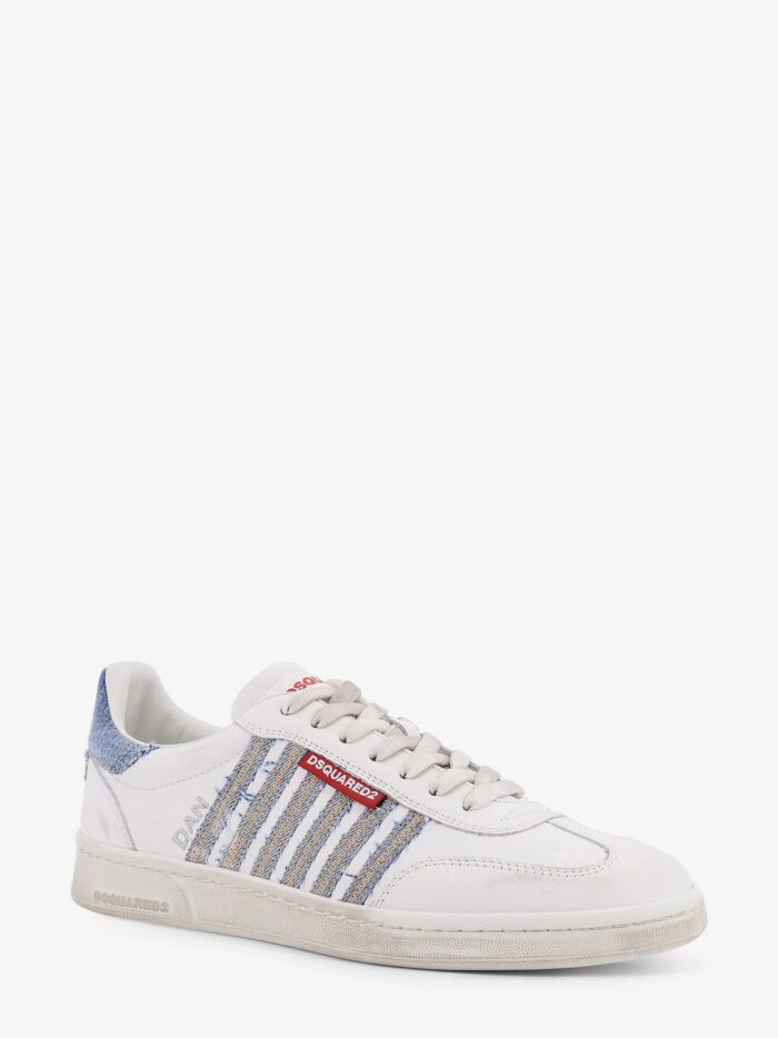 Dsquared2 Low-top Leather Sneakers With Denim Profiles