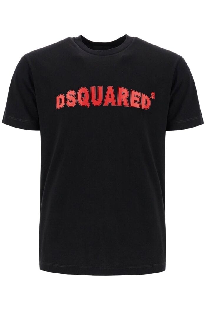 DSQUARED2 Men's Black Cotton T-shirt With Red Logo