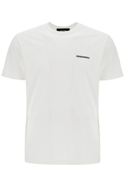 DSQUARED2 Men's White Cotton T-shirt With Embroidered Logo