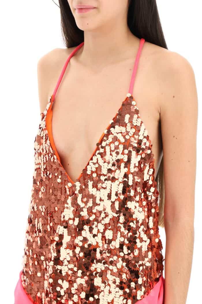 Dsquared2 Mini Sequined Dress With Draped Detail