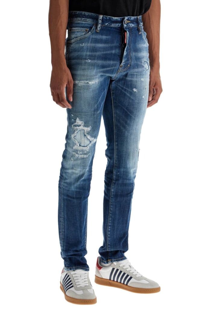 DSQUARED2 Navy Blue Jeans In Cotton Vintage Effect