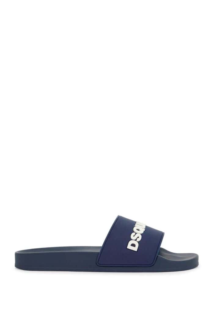 DSQUARED2 Navy Blue Polyurethane Slippers With Minimalist Design And Leather Sole