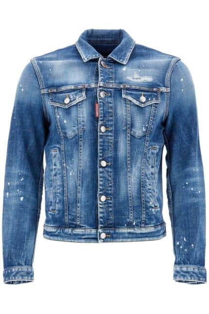 DSQUARED2 Navy Blue Vintage Look Cotton Denim Jacket