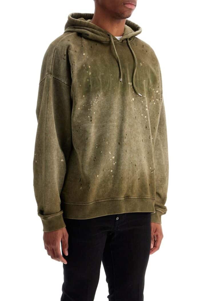 DSQUARED2 Olive Green Cotton Hoodie With Original Print