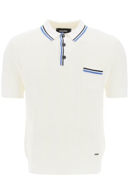 DSQUARED2 Perforated Knit Polo Shirt