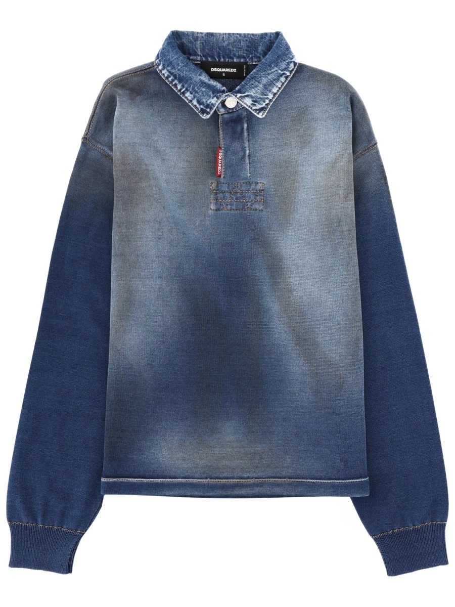 DSquared2 POLO SHIRT WITH DENIM EFFECT
