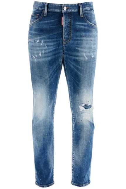 DSQUARED2 Slim Fit Navy Blue Used Effect Jeans