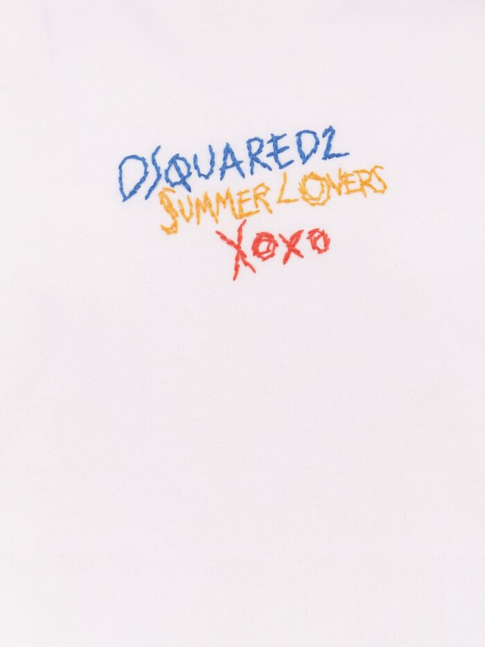 Dsquared2 Summer Lovers Cotton T-shirt With Multicolor Embroidery