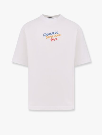Dsquared2 Summer Lovers Cotton T-shirt With Multicolor Embroidery