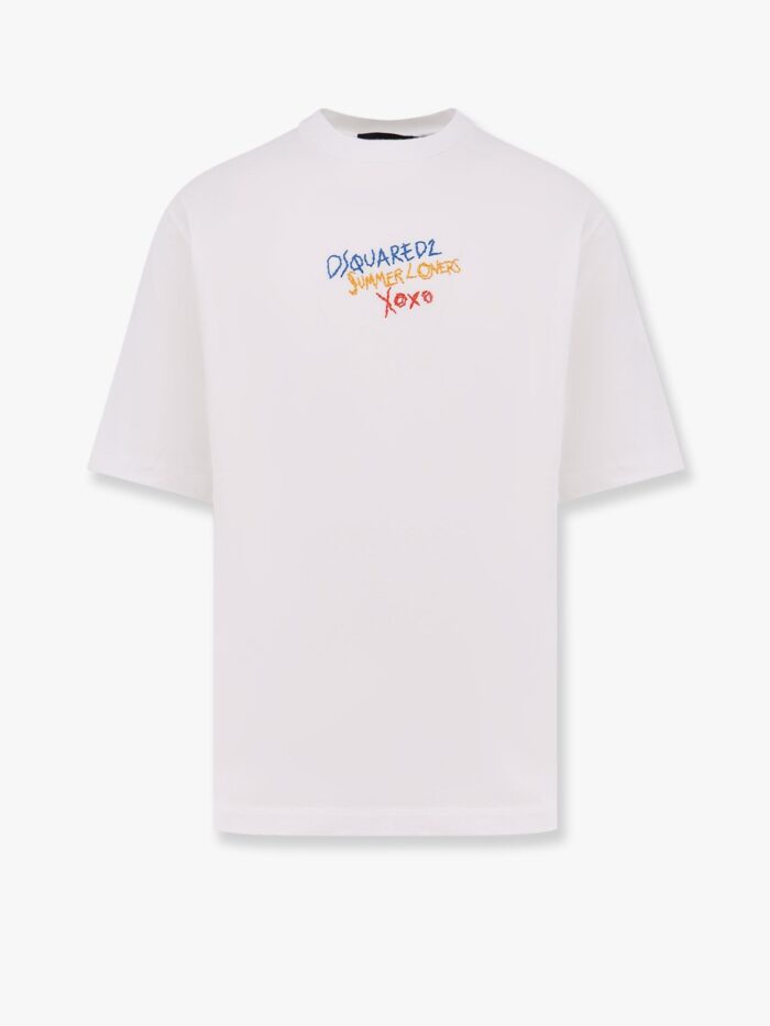 Dsquared2 Summer Lovers Cotton T-shirt With Multicolor Embroidery