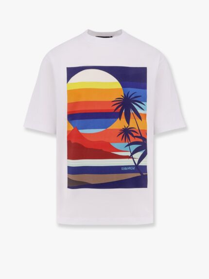 Dsquared2 Summer Lovers Cotton T-shirt With Multicolor Print
