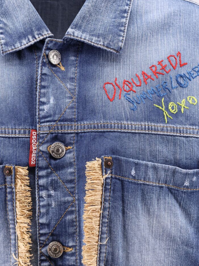 Dsquared2 Summer Lovers Denim Jacket With Rafia Profiles