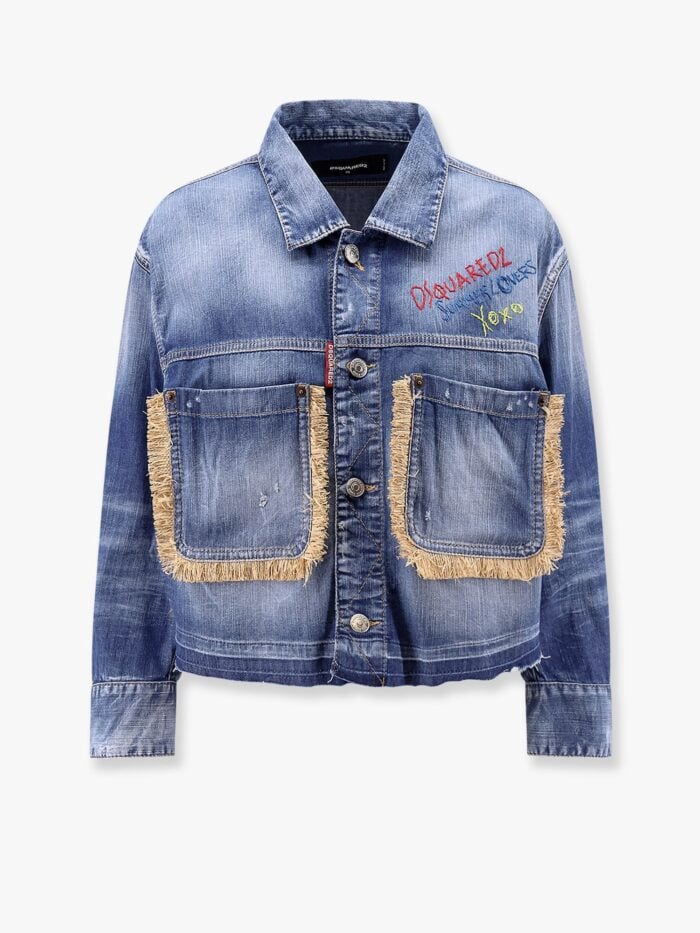 Dsquared2 Summer Lovers Denim Jacket With Rafia Profiles