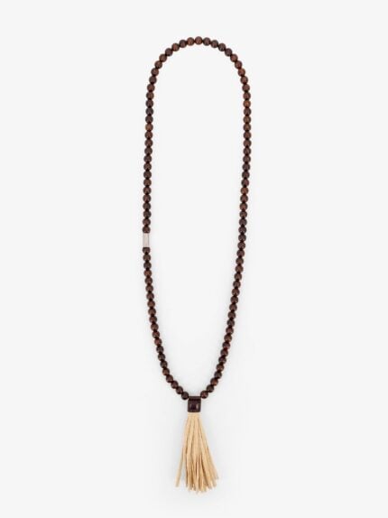 Dsquared2 Summer Lovers Necklace With Wood Beads And Rafia Tassel