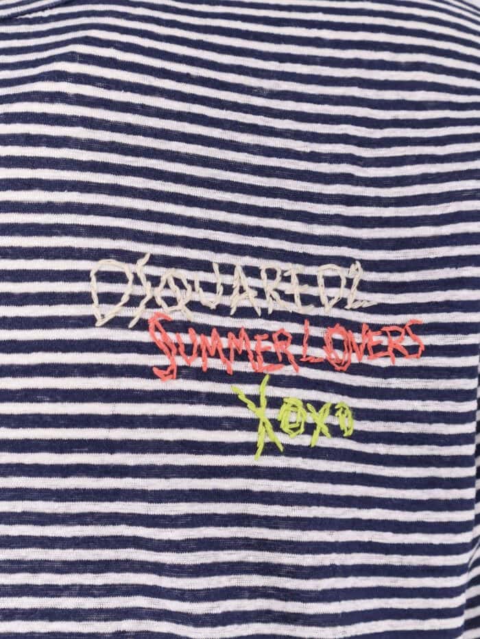 Dsquared2 Summer Lovers Striped Linen T-shirt