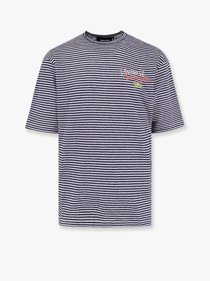 Dsquared2 Summer Lovers Striped Linen T-shirt