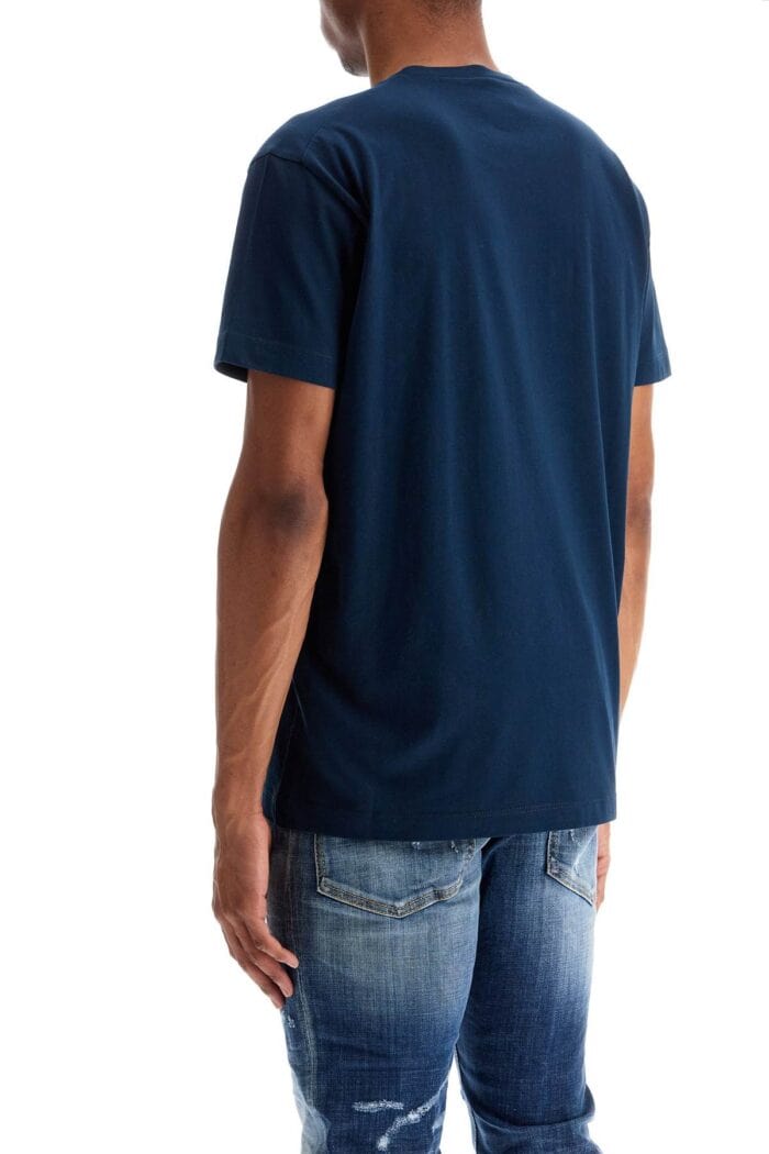 DSQUARED2 T-shirt In Cotone Blu Navy Con Scollo Ampio